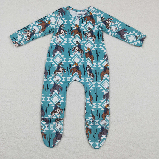 Baby western print footie romper  LR0248
