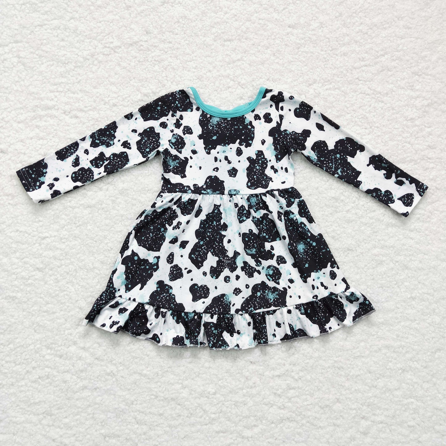 Girls cow print dress GLD0128