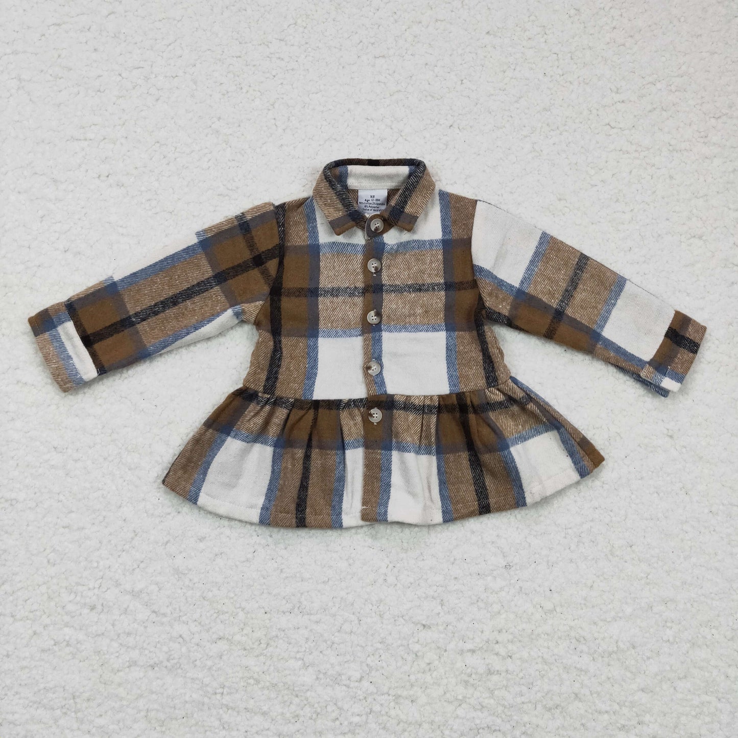 Girls cotton winter plaid button shirt GT0089