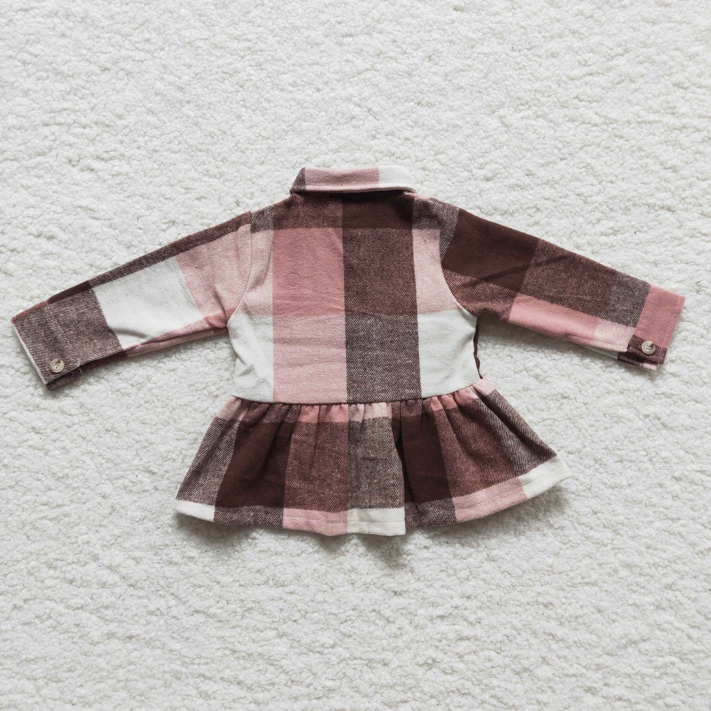 Girls cotton winter plaid button shirt GT0090