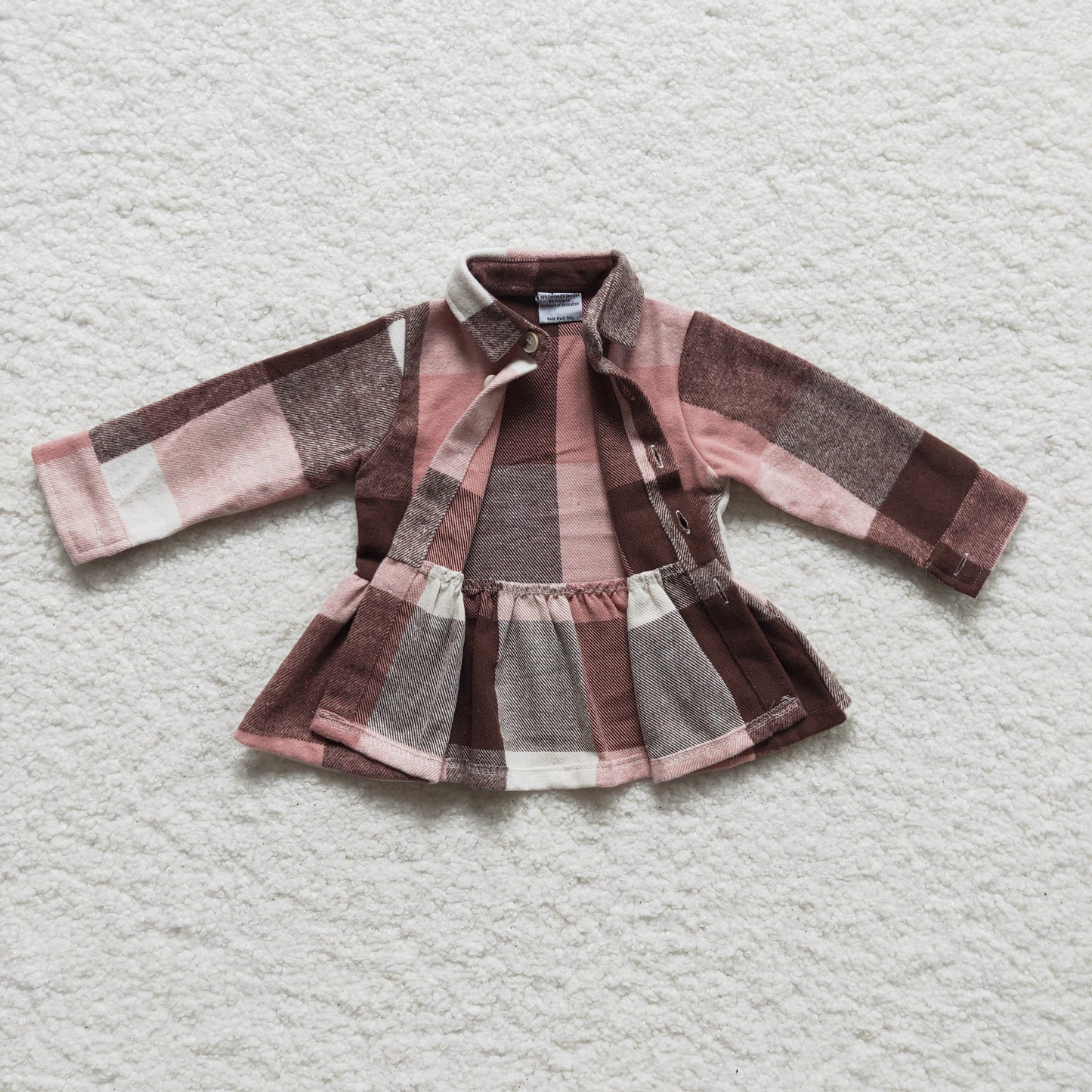 Girls cotton winter plaid button shirt GT0090