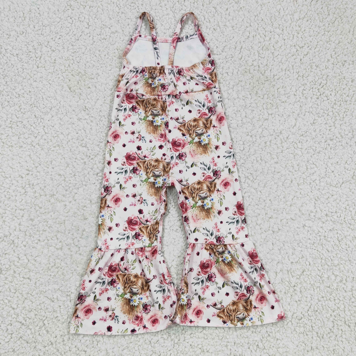 Girls highland cow floral print jumpsuit SR0114