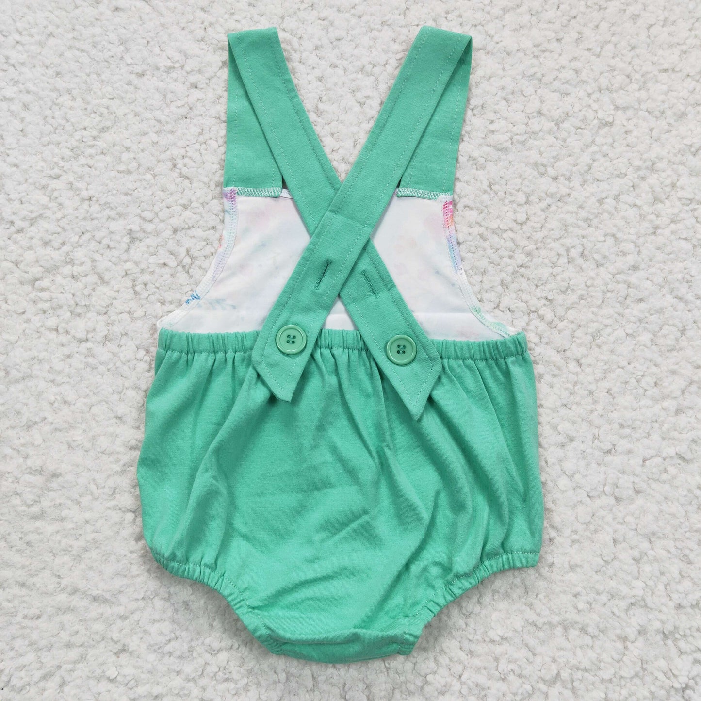 Green flower print summer romper D5-1