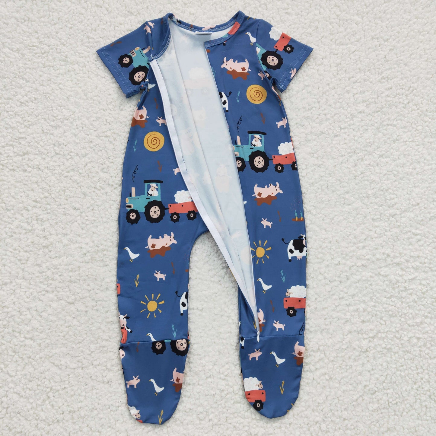 (Promotion)Baby farm print footie romper      SR0195