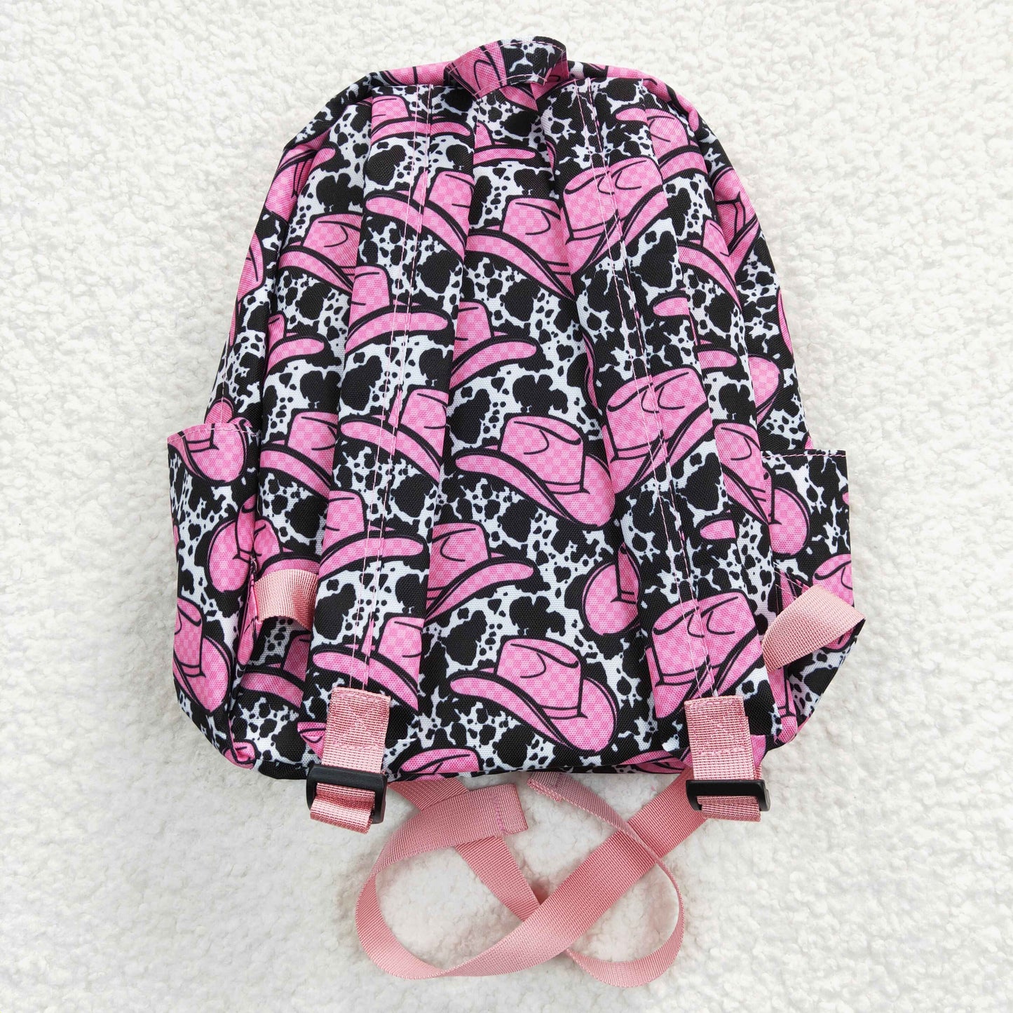 Girls pink hat cow print backpack BA0038