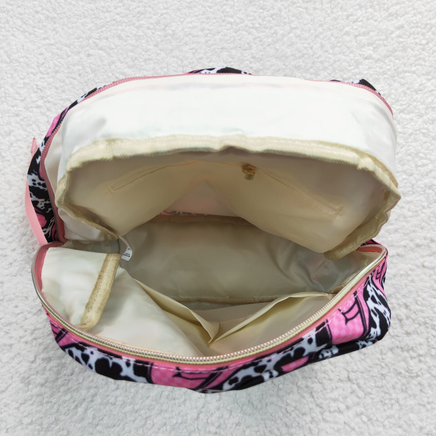 Girls pink hat cow print backpack BA0038