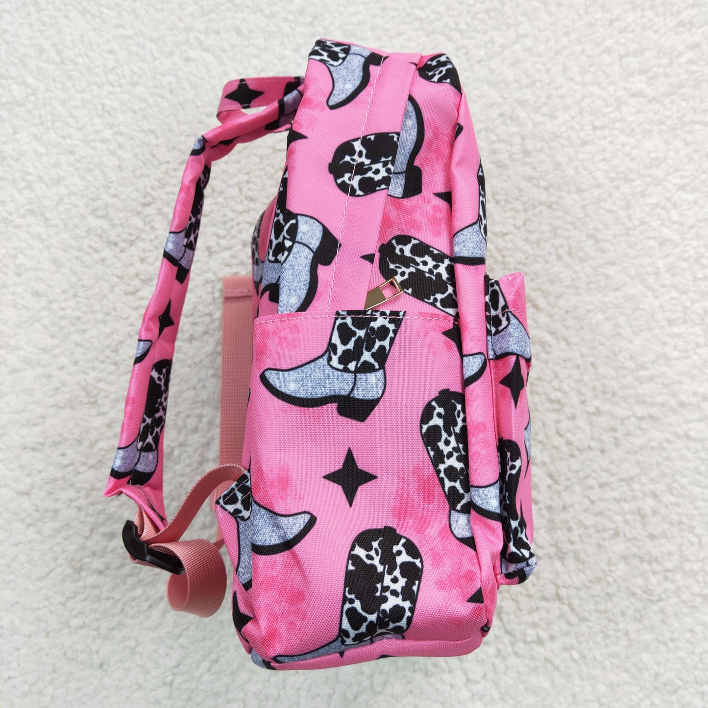 Girls cow hot pink boots print backpack BA0037