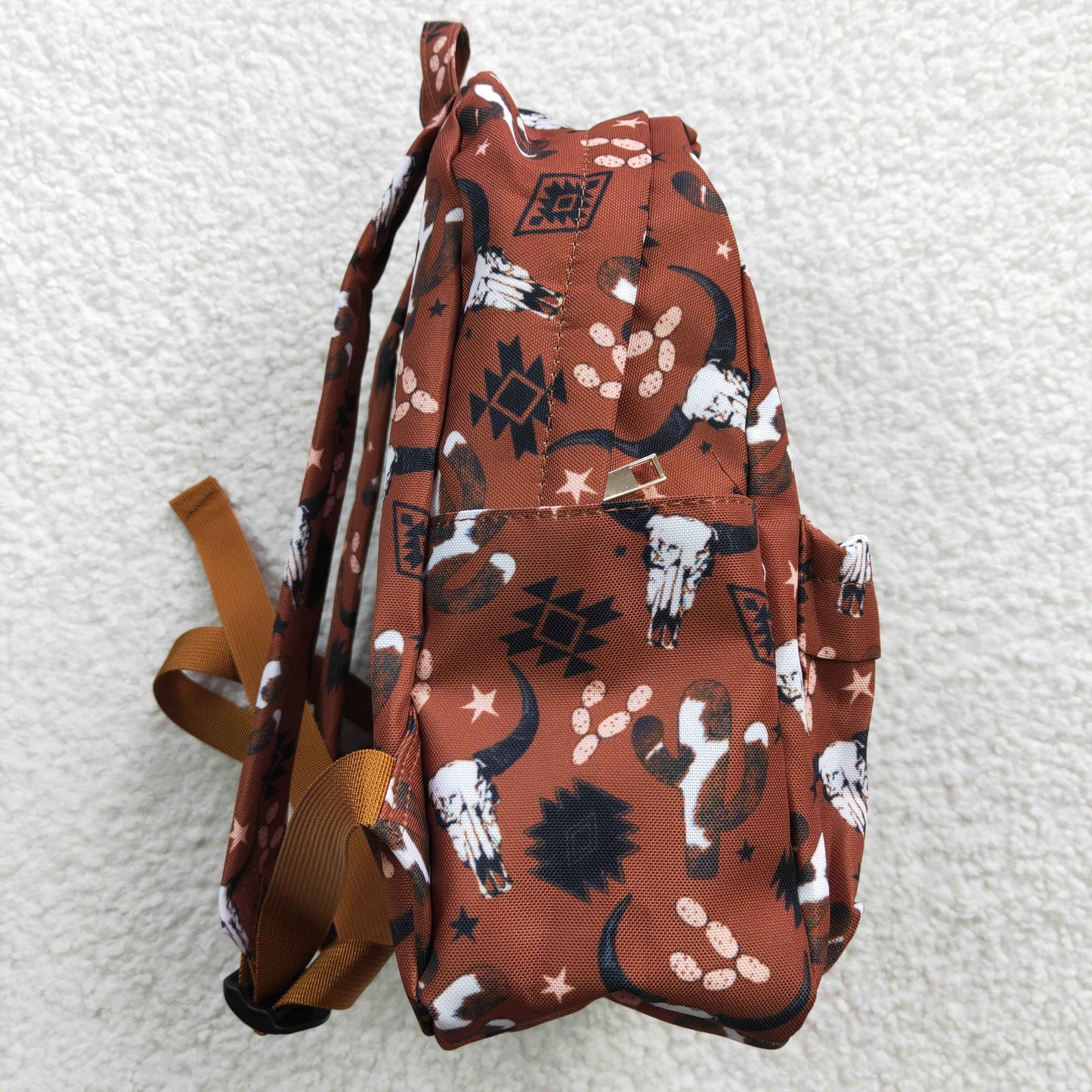 Girls bag brown cow skull print backpack BA0049