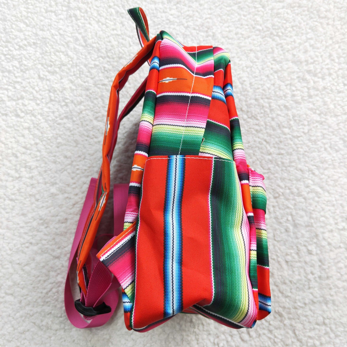 Girls bag red green stripes print backpack BA0040