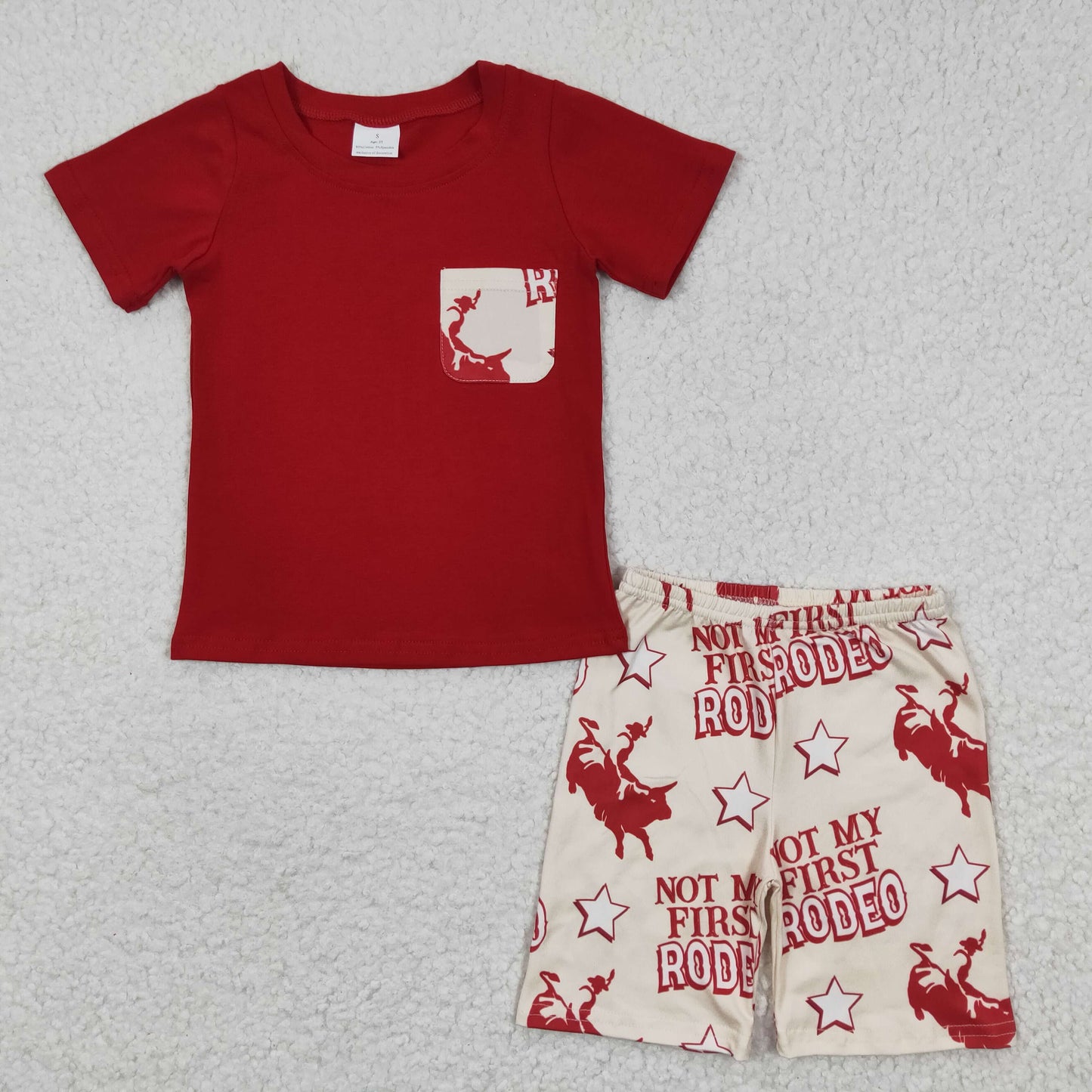 (Promotion)Boys NOT MY FIRST RODEO print summer outfits   BSSO0146
