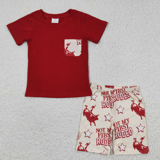 (Promotion)Boys NOT MY FIRST RODEO print summer outfits   BSSO0146
