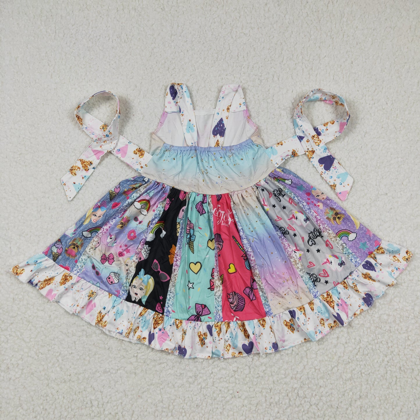 (Promotion) Girls sleeveless cartoon print twirl summer dress C9-15