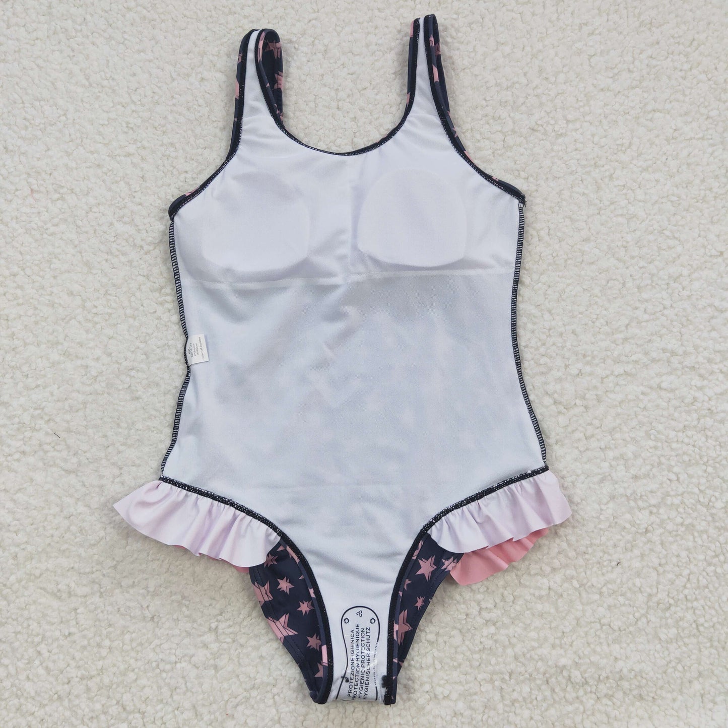 Girls pink cowgirl print swimsuit S0050