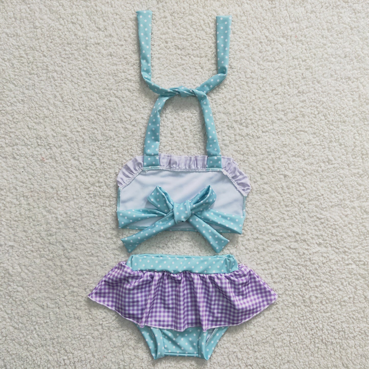 Girls aqua Princess print 2 pieces swimsuit S0056
