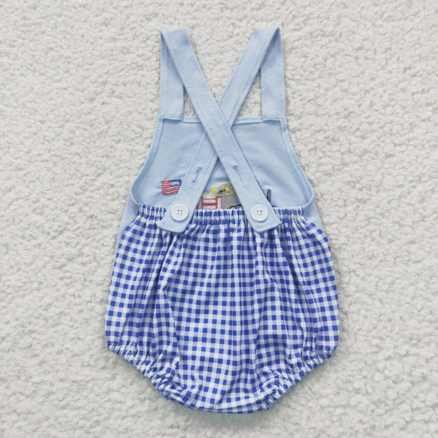 Baby boys truck dog flag print 4th of July romper SR0273