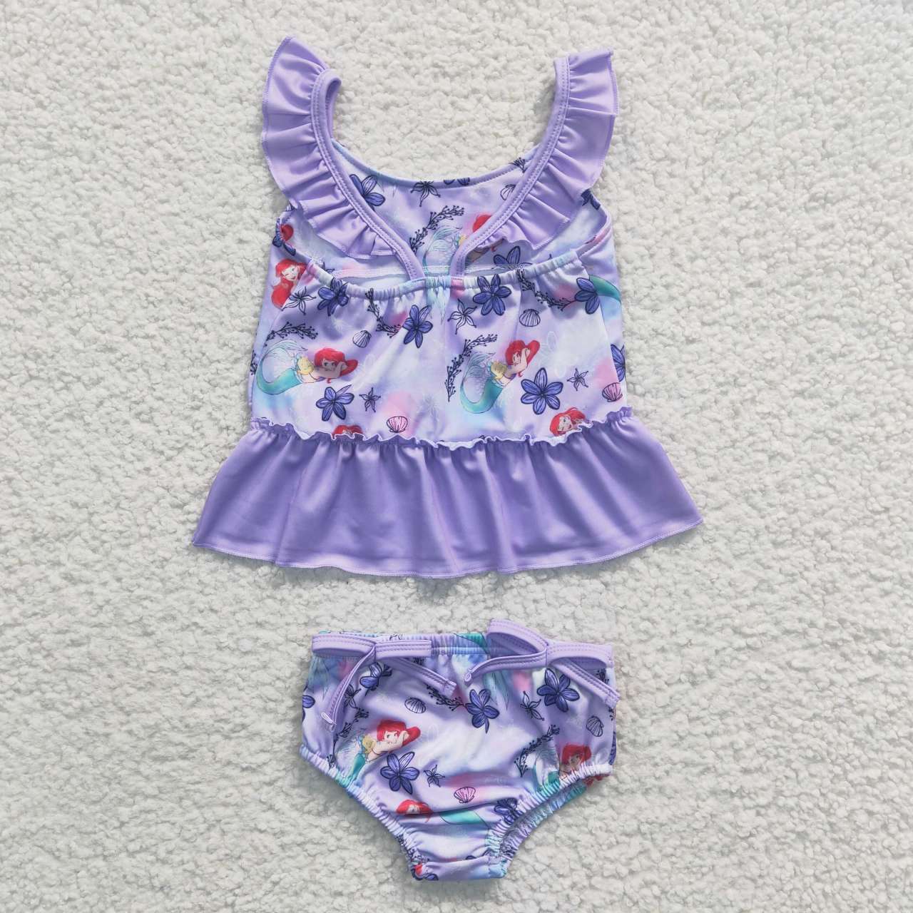 Girls purple cartoon print swimsuit S0037