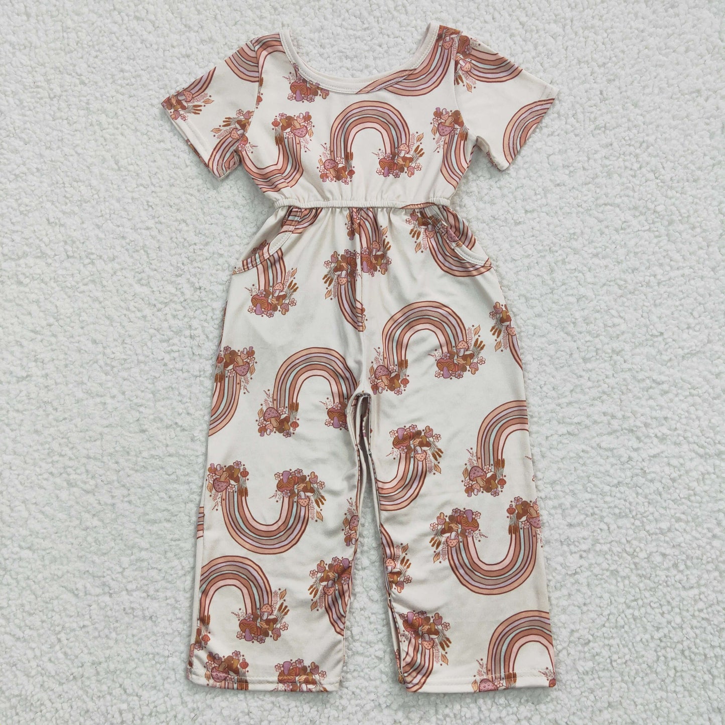 Girls mushrooms rainbow print summer jumpsuit SR0241