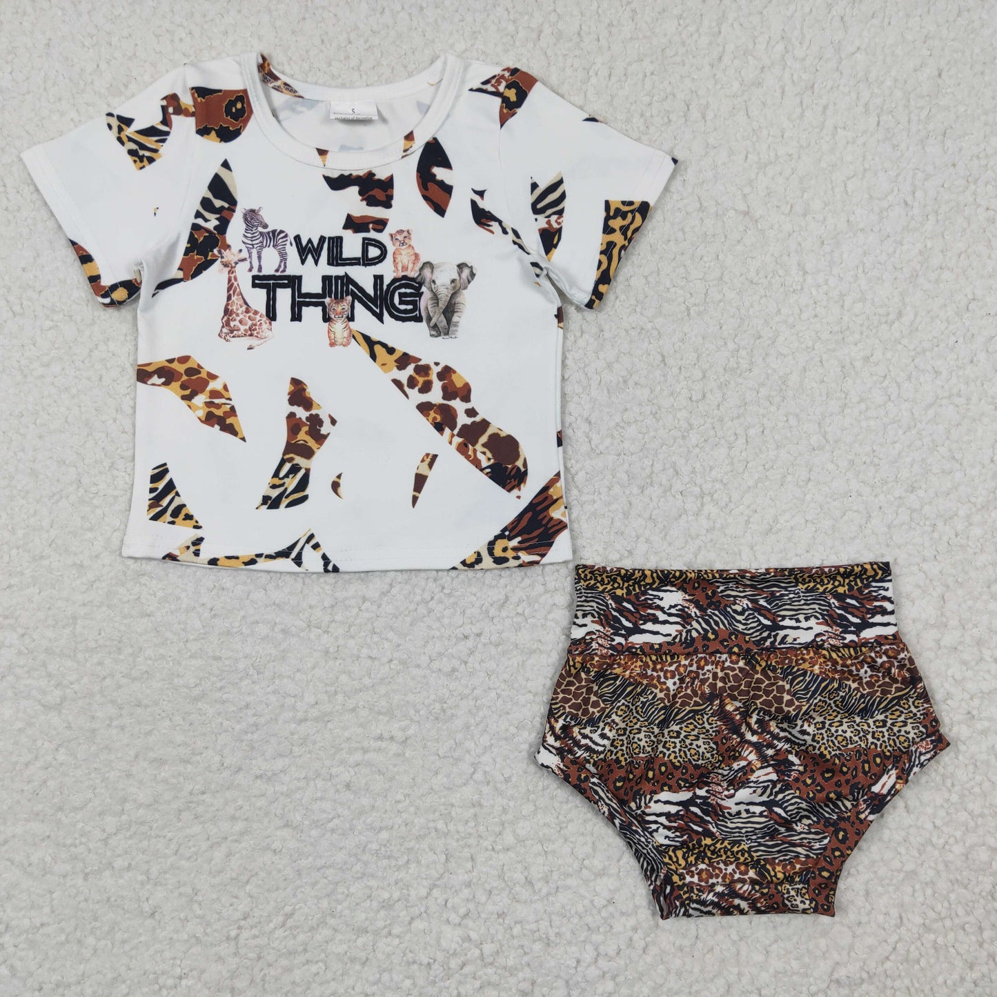(Promotion)Baby girls Animals WILD THING print summer bummie sets GBO0096