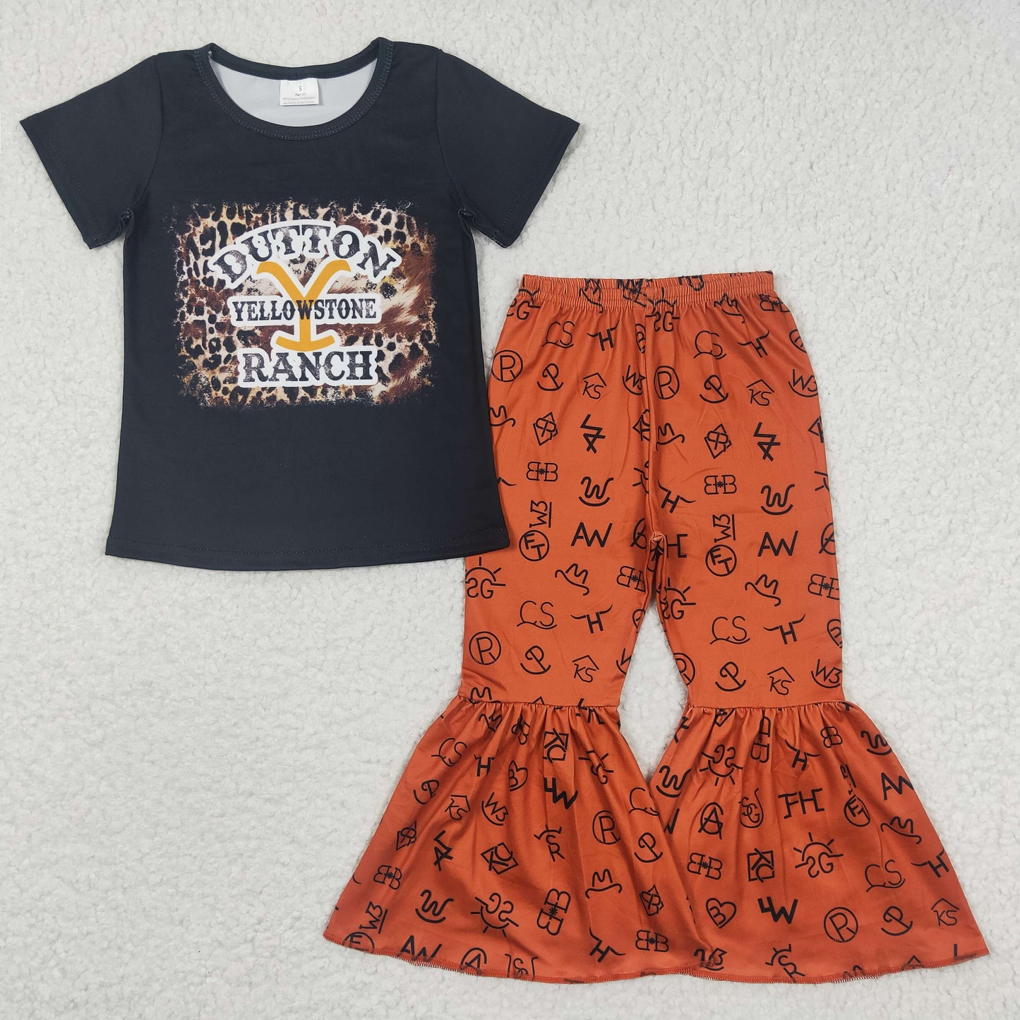 Girls singer western print bell bottom pants outfits GSPO0433