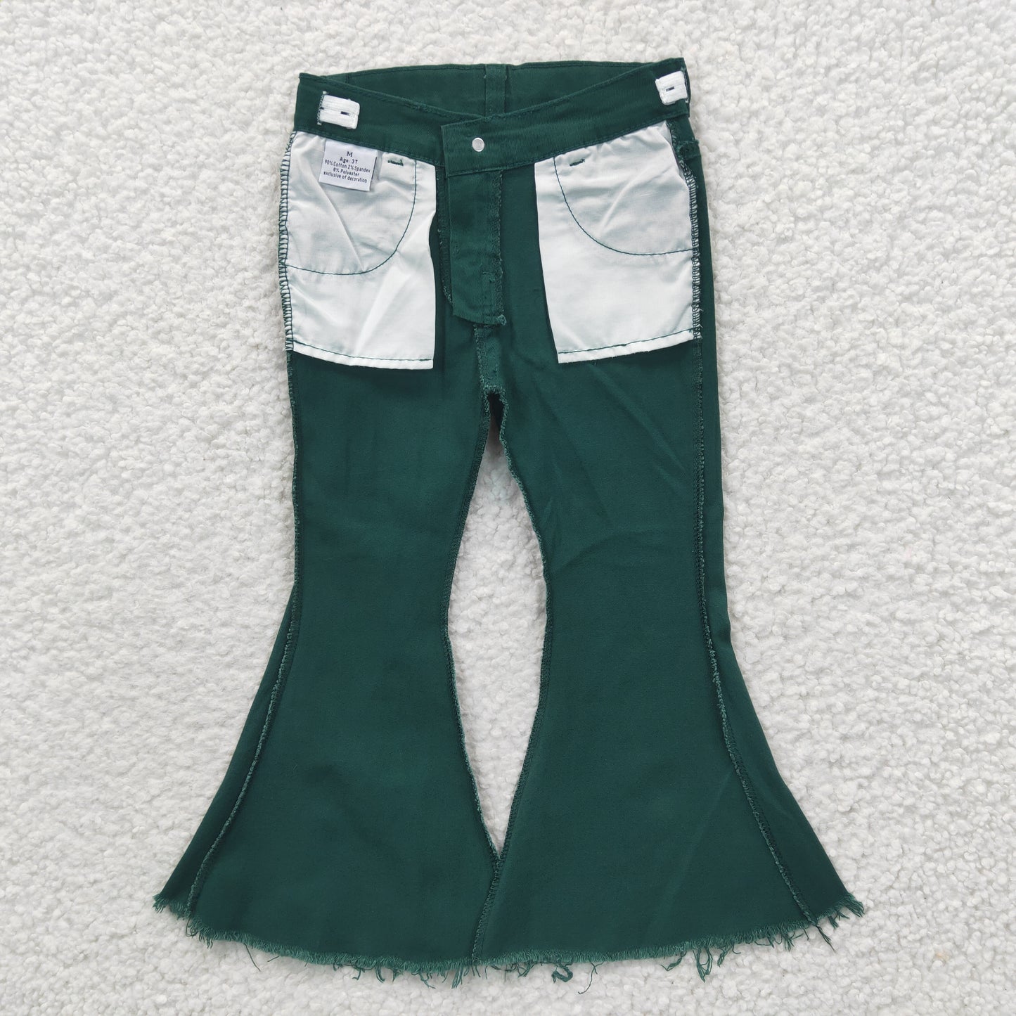 Baby Girls Green Color Denim Bell Bottom Jeans P0073