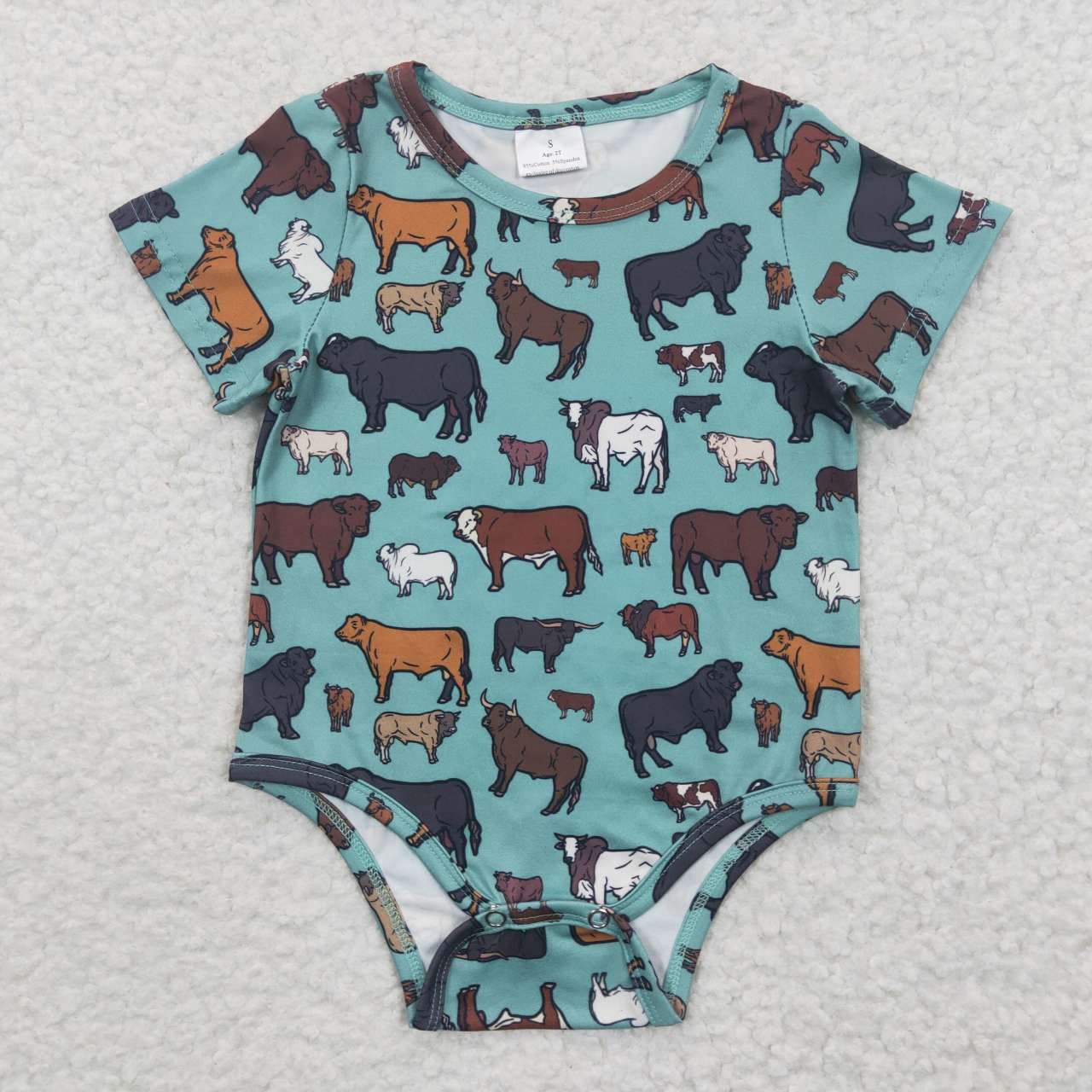 Baby boys green cow print summer romper SR0305
