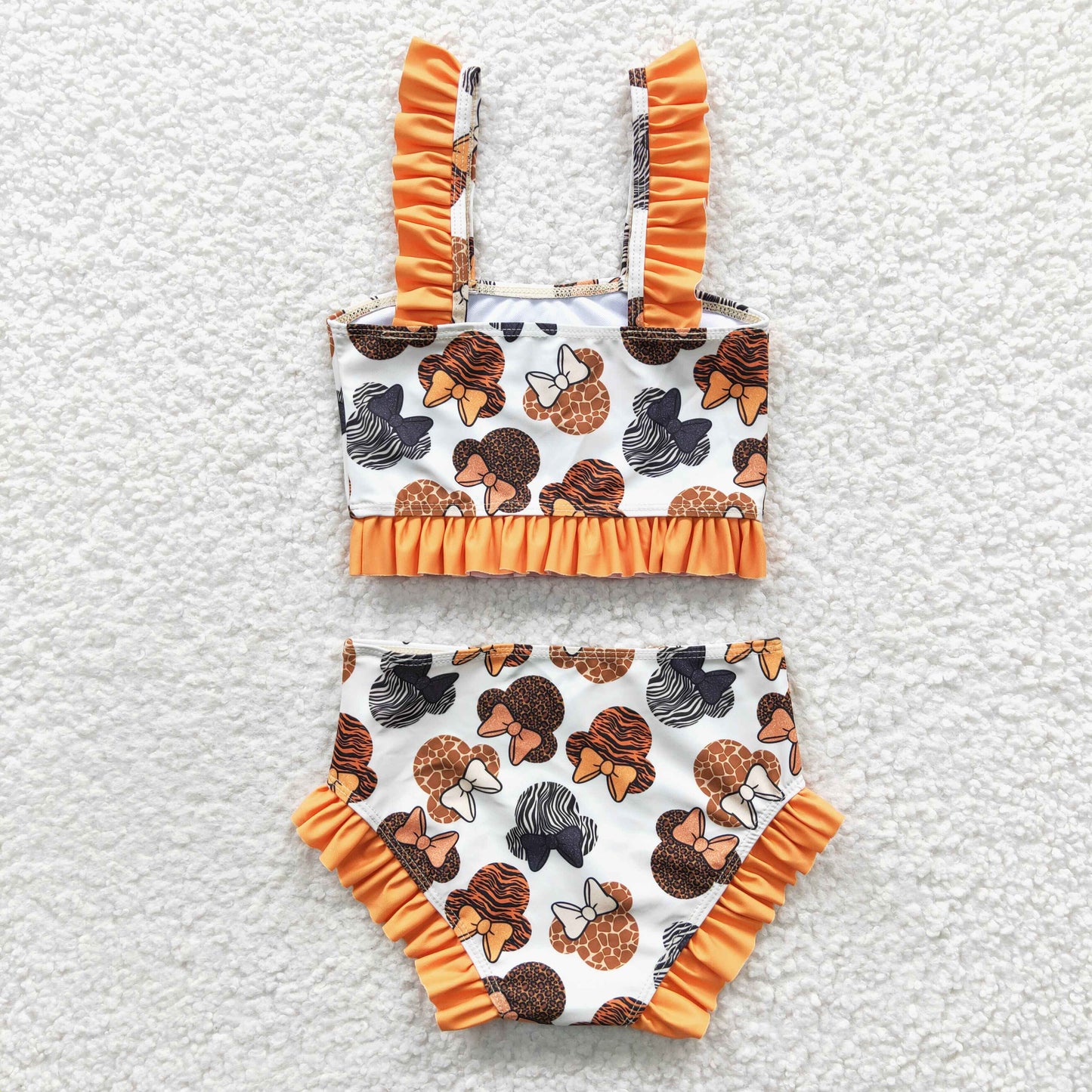 Girls cartoon mouse print 2 pieces swimsuit S0046