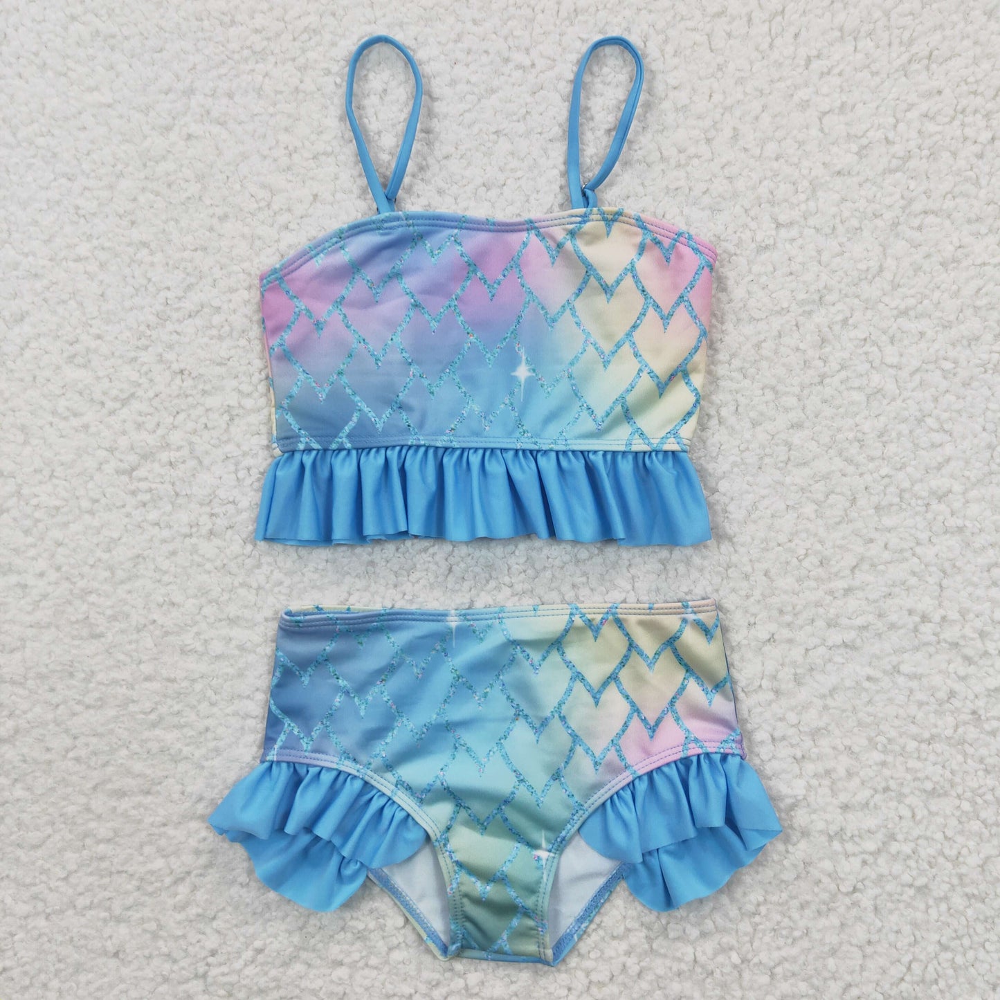 Girls colors print 2 pieces swimsuit S0061
