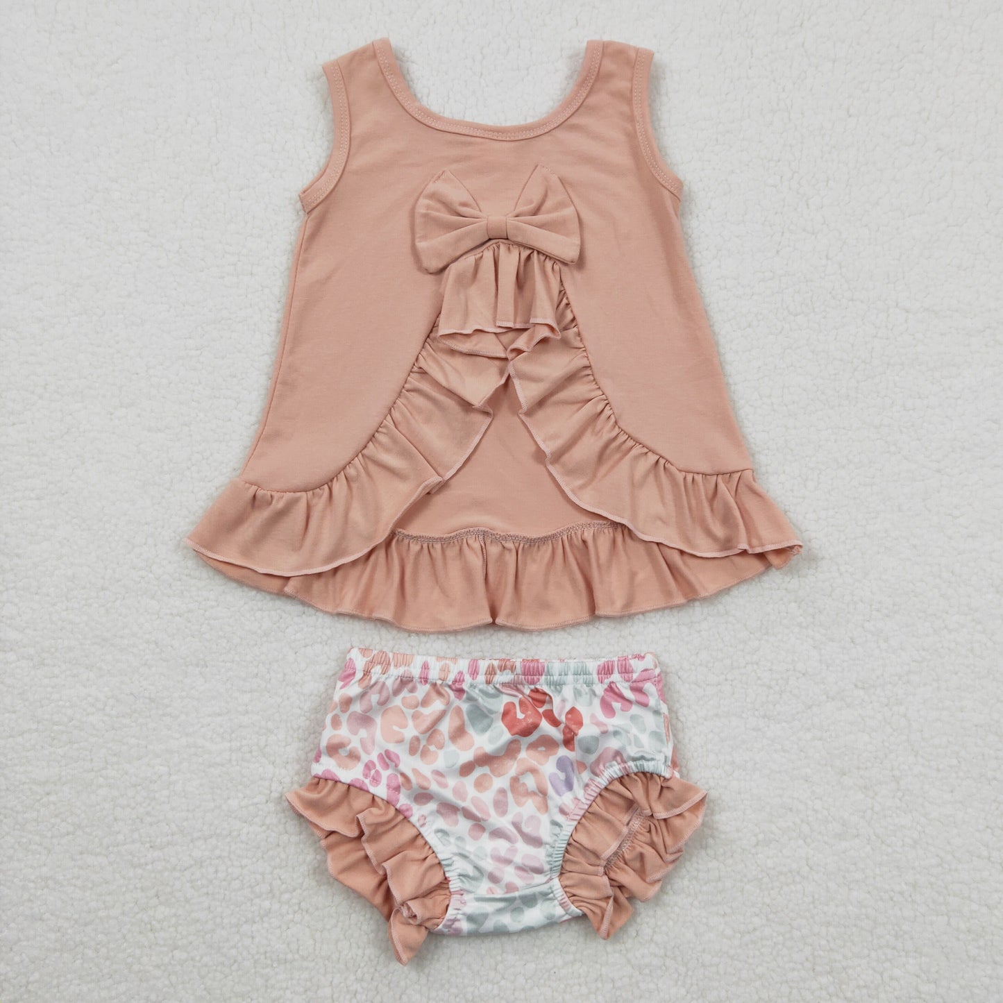 Girls pink top leopard print buimme sets GBO0122