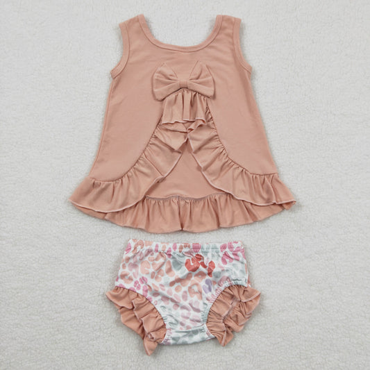 Girls pink top leopard print buimme sets GBO0122