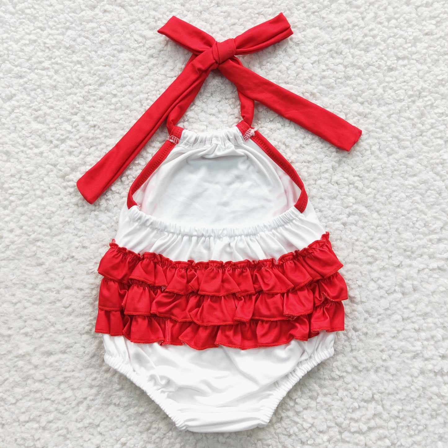 Baby girls halter baseball bubble romper SR0327