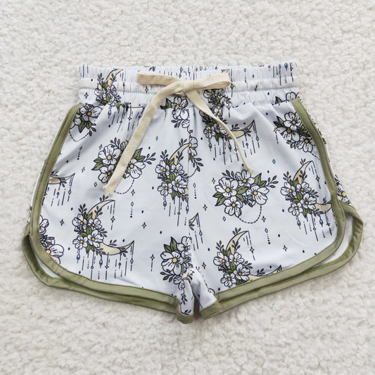 Girls Flowers Print Sports Summer Shorts SS0084
