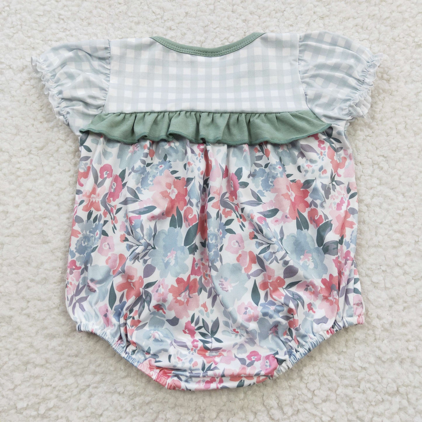 Baby girls floral plaid print summer romper SR0345