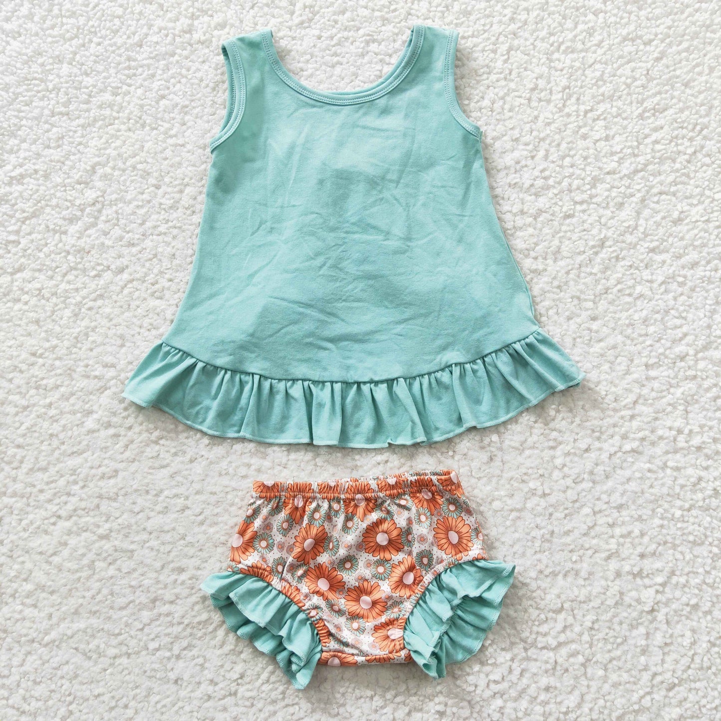 Girls blue top floral print buimme sets GBO0121