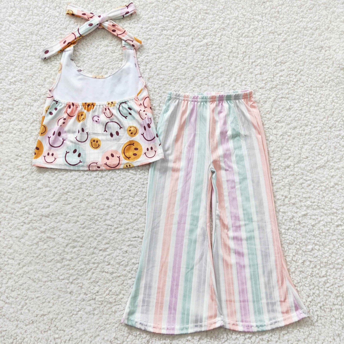 Girls Smile Halter Top Bell Bottom Pants Outfits GSPO0580