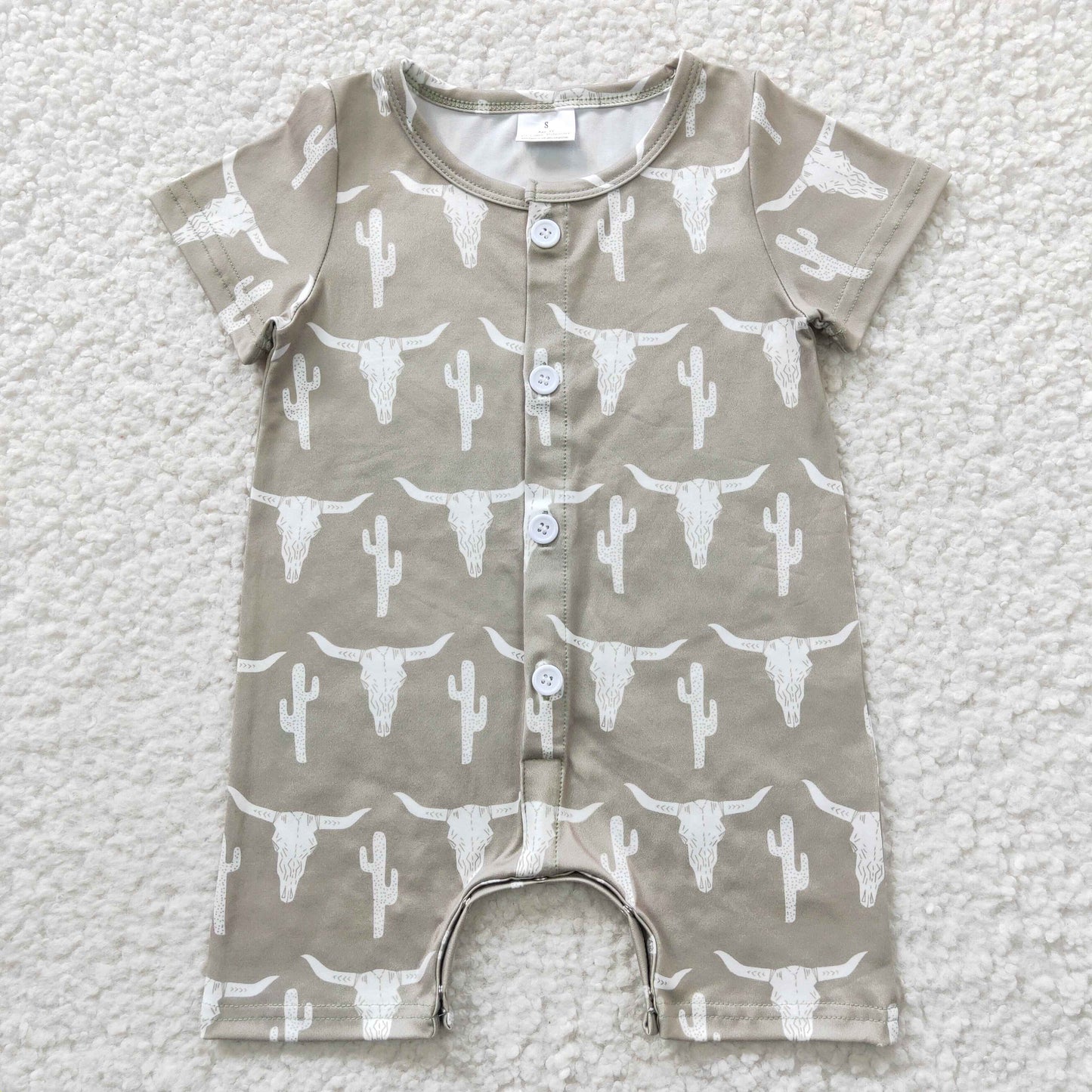 Baby Boys cow skull western summer Romper SR0258