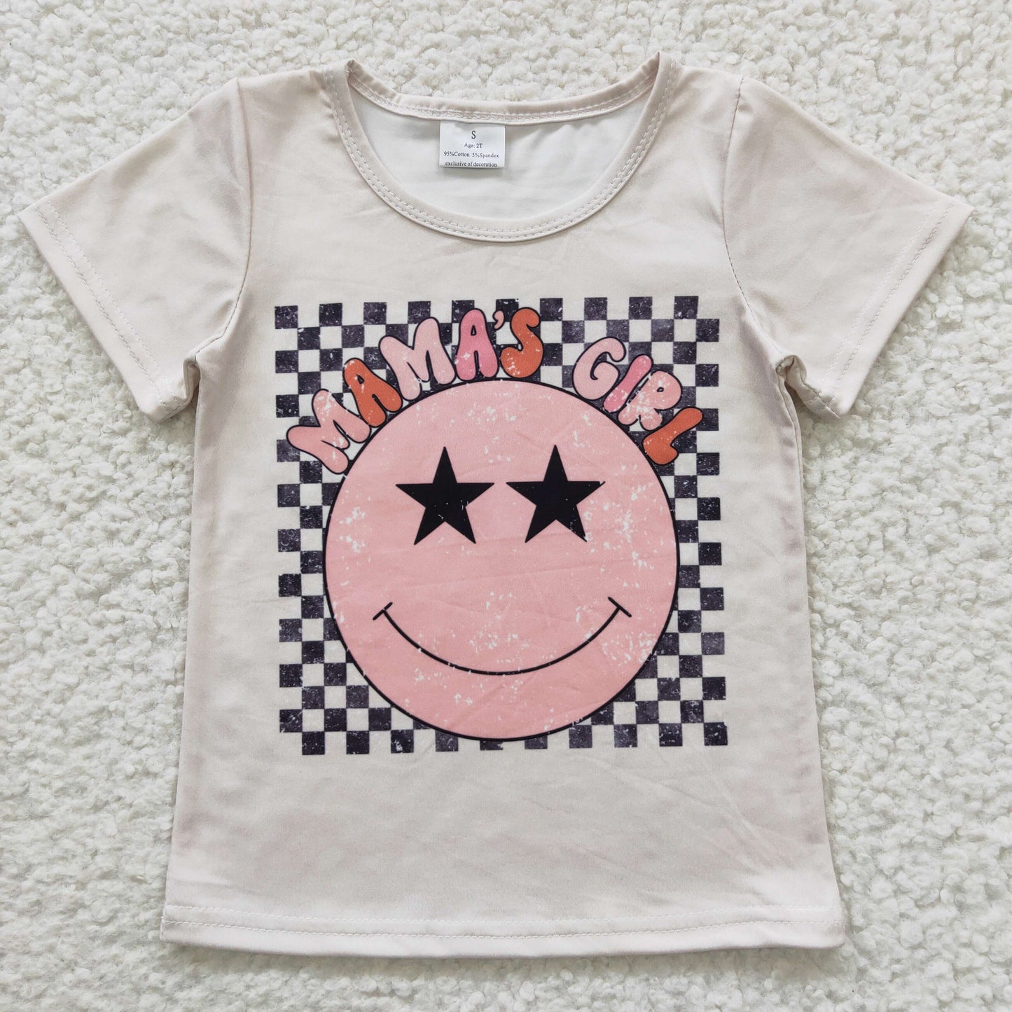 Girls smiling print top black stripes Denim Pants outfits GSPO0544
