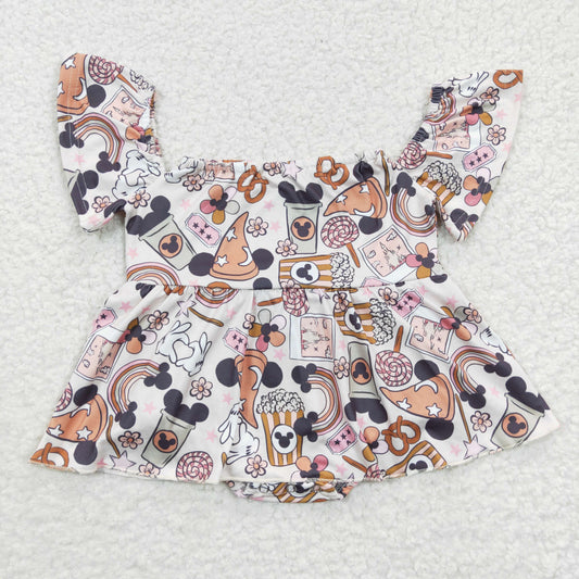 Baby Girls Cartoon Off Shoulder Romper      SR0275