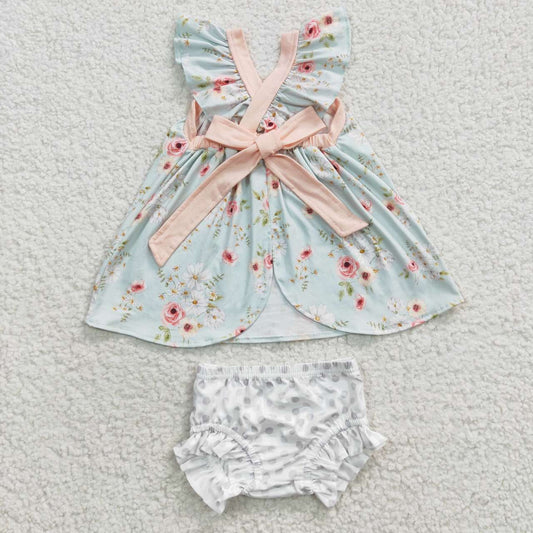 Baby girls floral print summer bummie set GBO0115