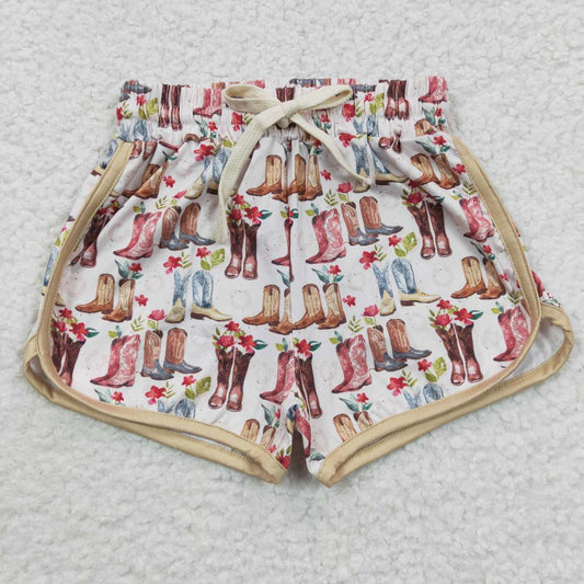 Girls Boots Print Sports Summer Western Shorts SS0085