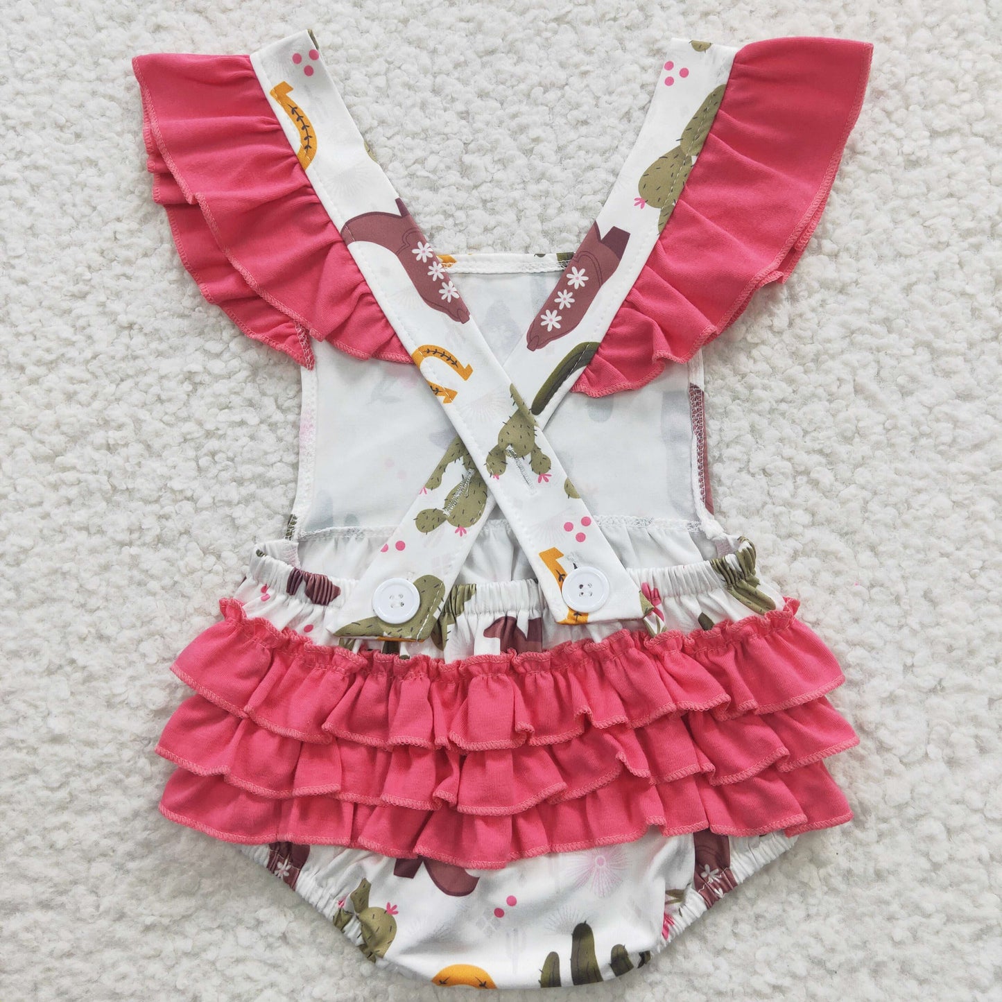 Baby girls cactus print bubble western romper SR0384