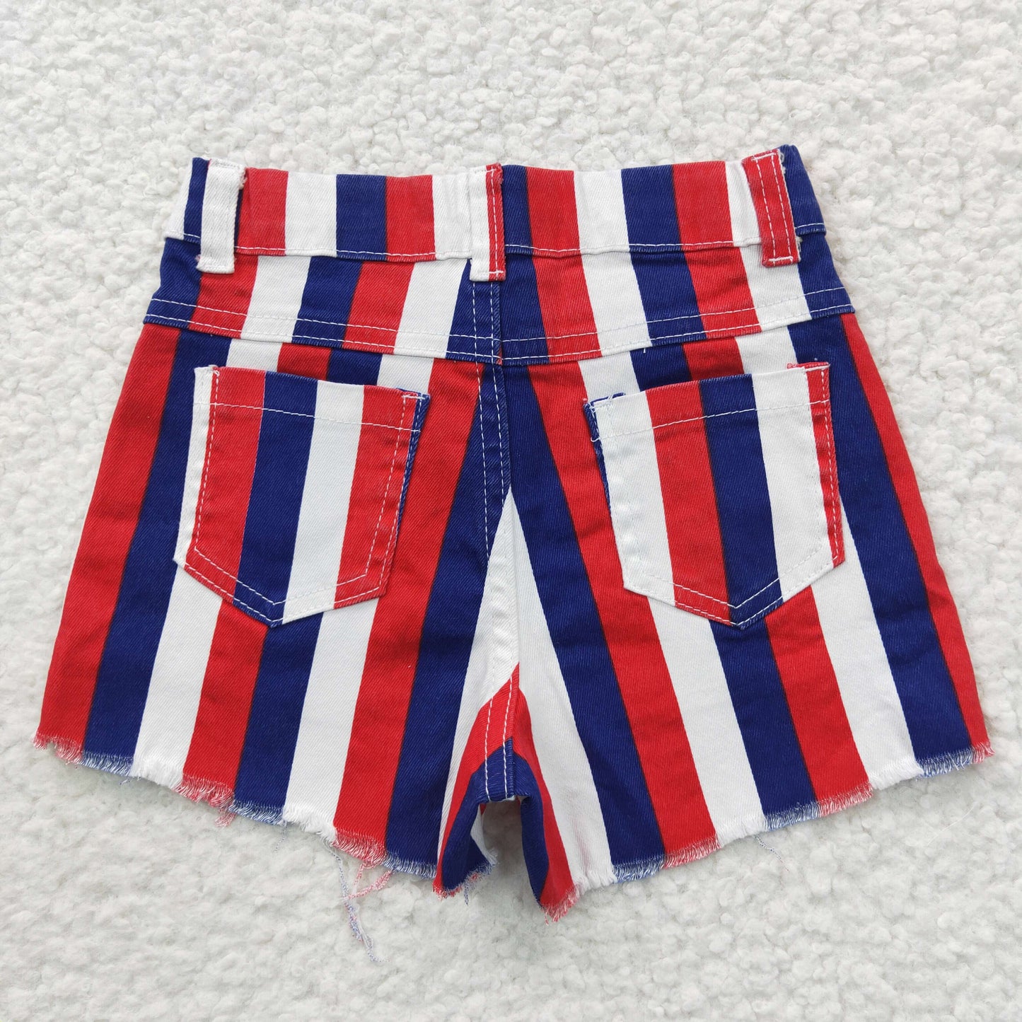 SS0082 Girls 4the of July stripes denim summer shorts