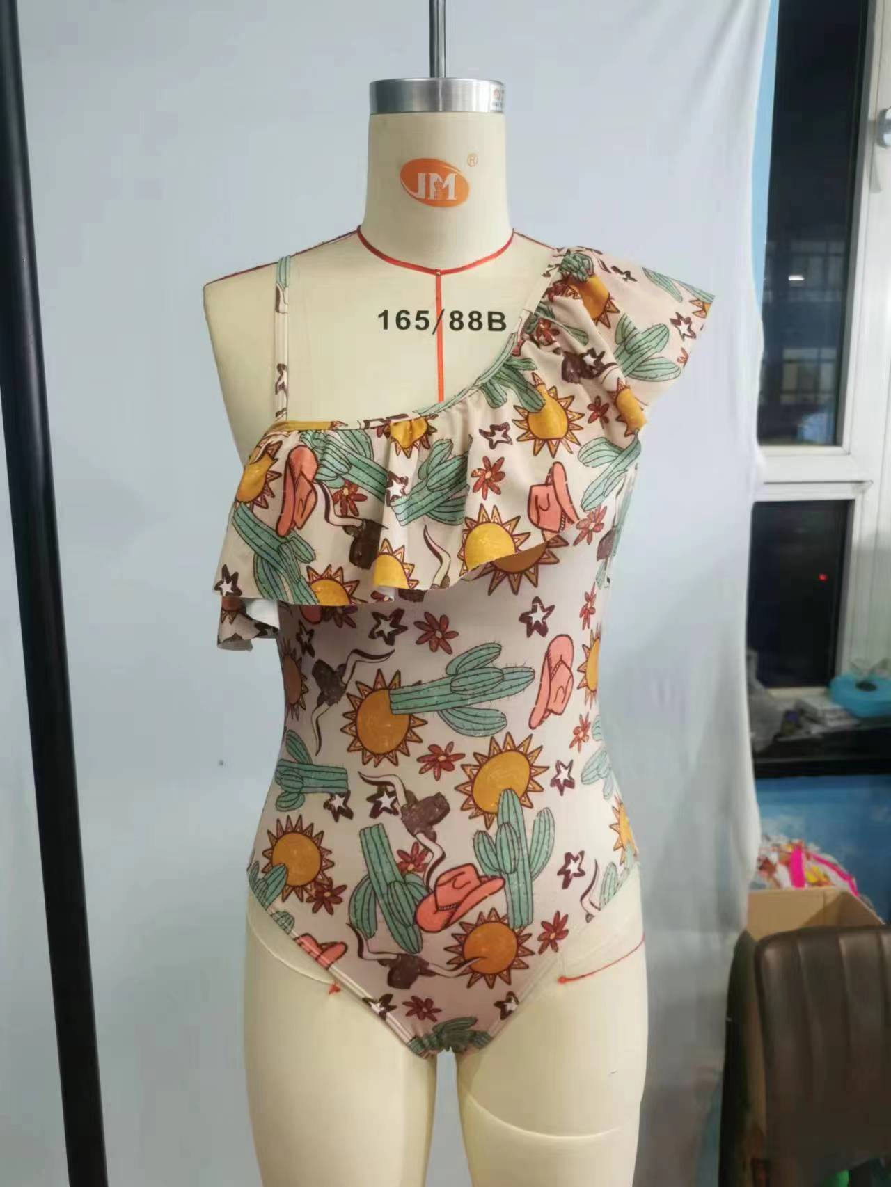 Girls western cactus print swimsuit S0034
