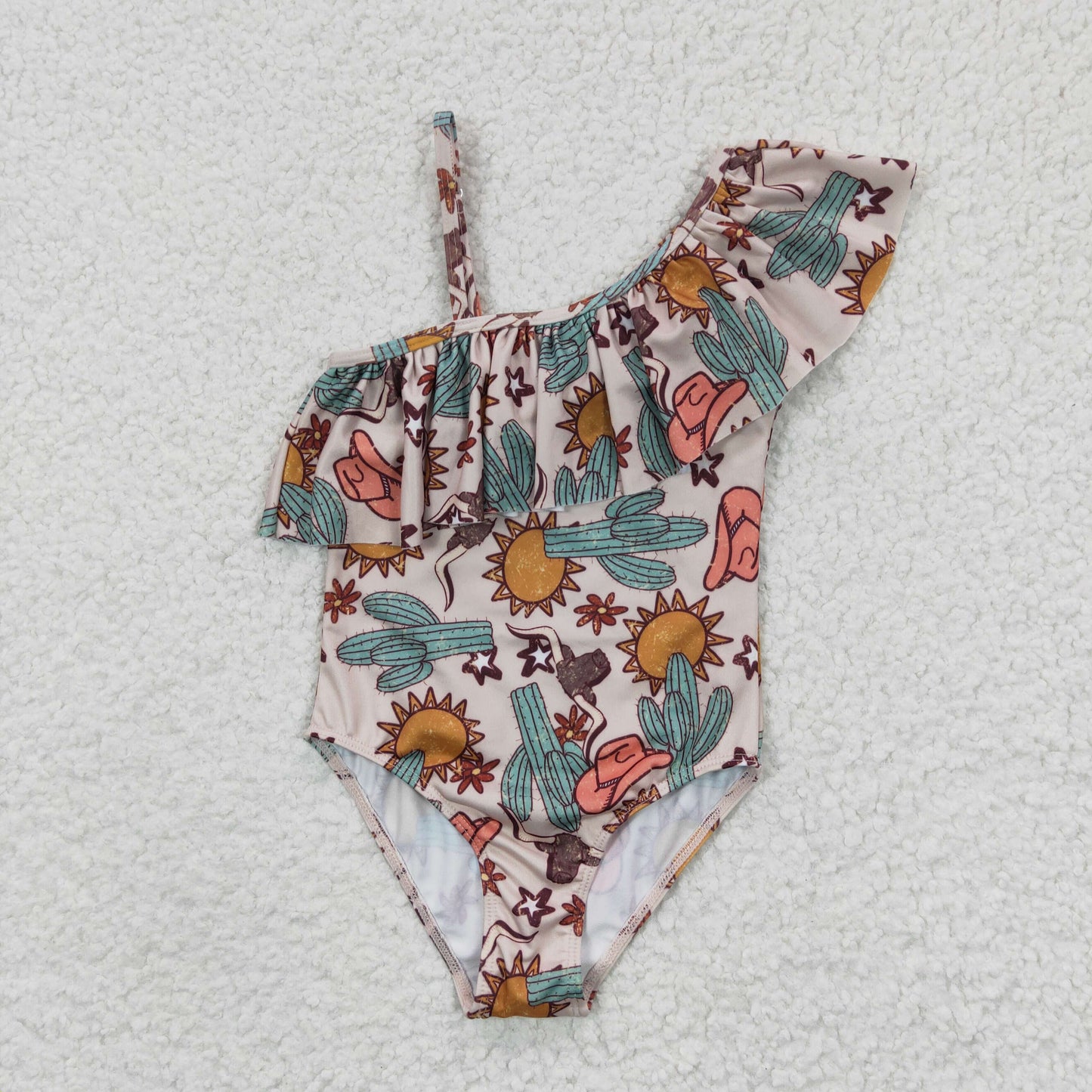 Girls western cactus print swimsuit S0034