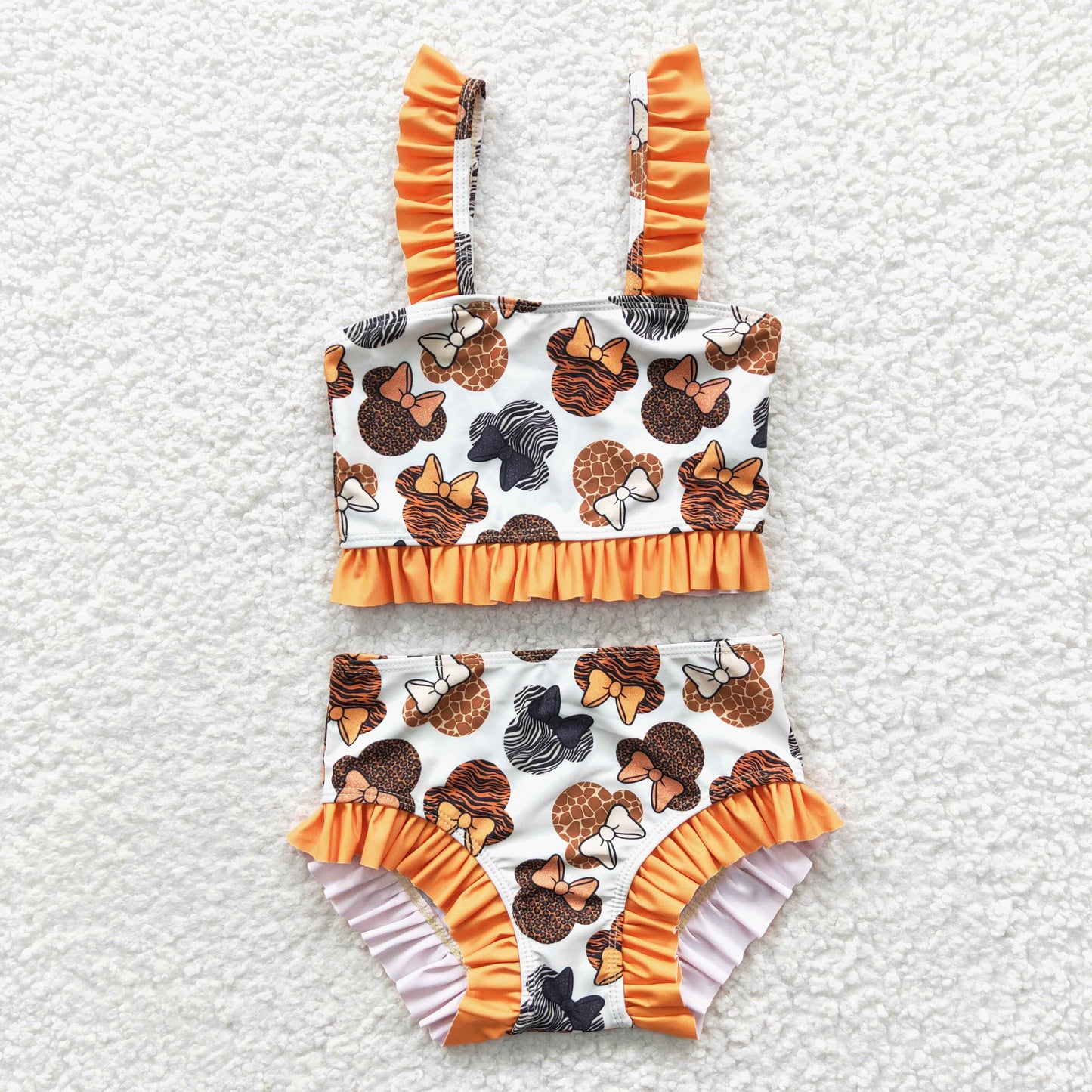 Girls cartoon mouse print 2 pieces swimsuit S0046