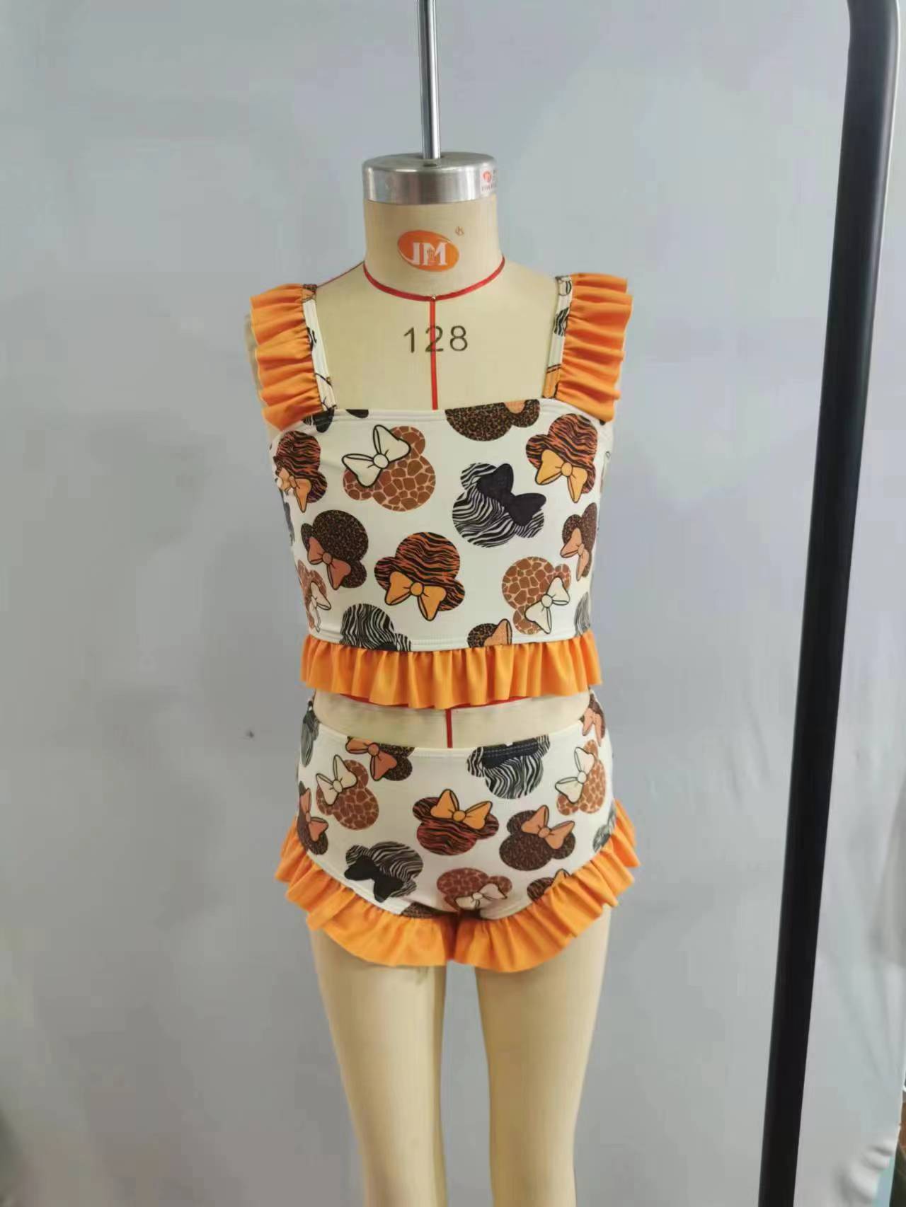 Girls cartoon mouse print 2 pieces swimsuit S0046