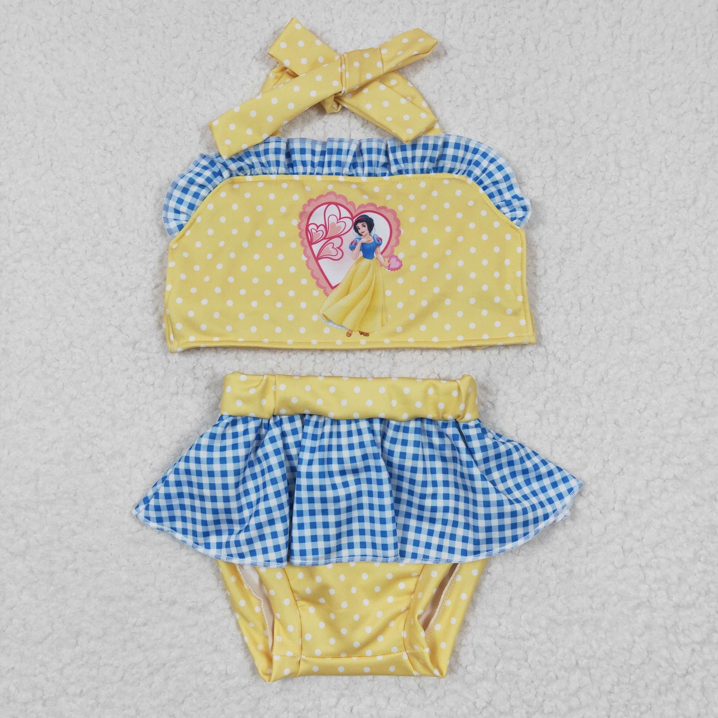 6 colors Cartoon Princess Girls 2 Pieces Swimsuits Sisters Wear