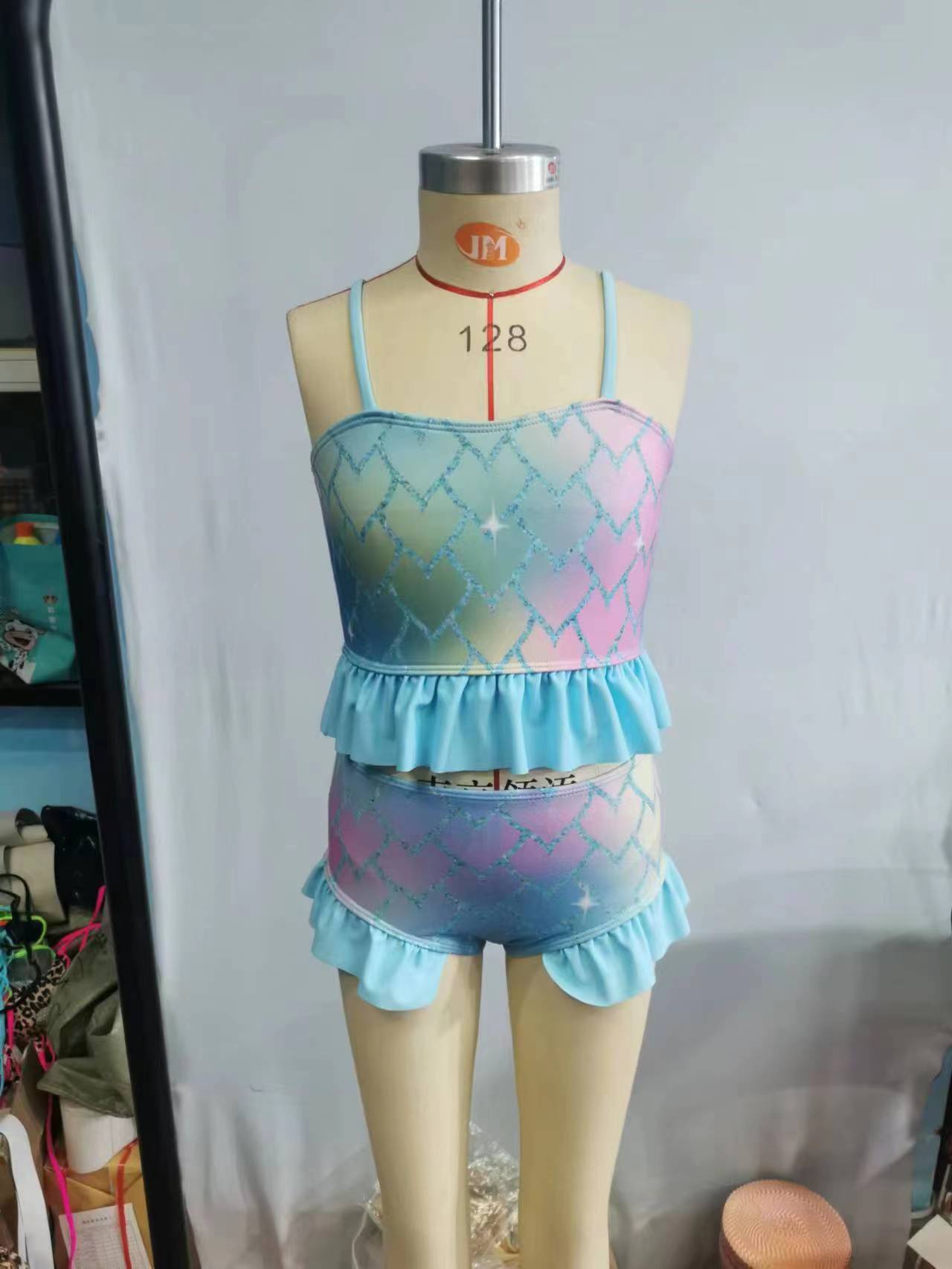 Girls colors print 2 pieces swimsuit S0061