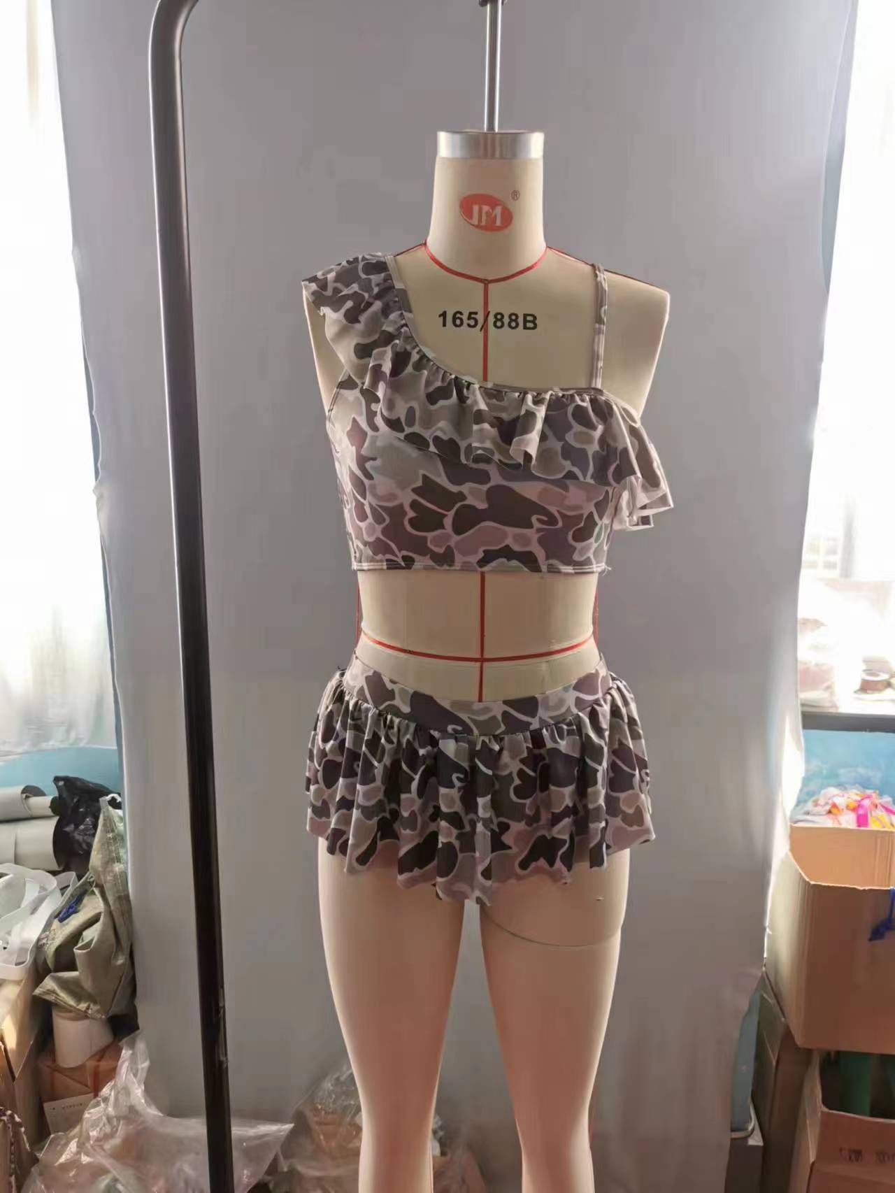 S0078 Camo Print Girls Summer 2 Pieces Swimsuits