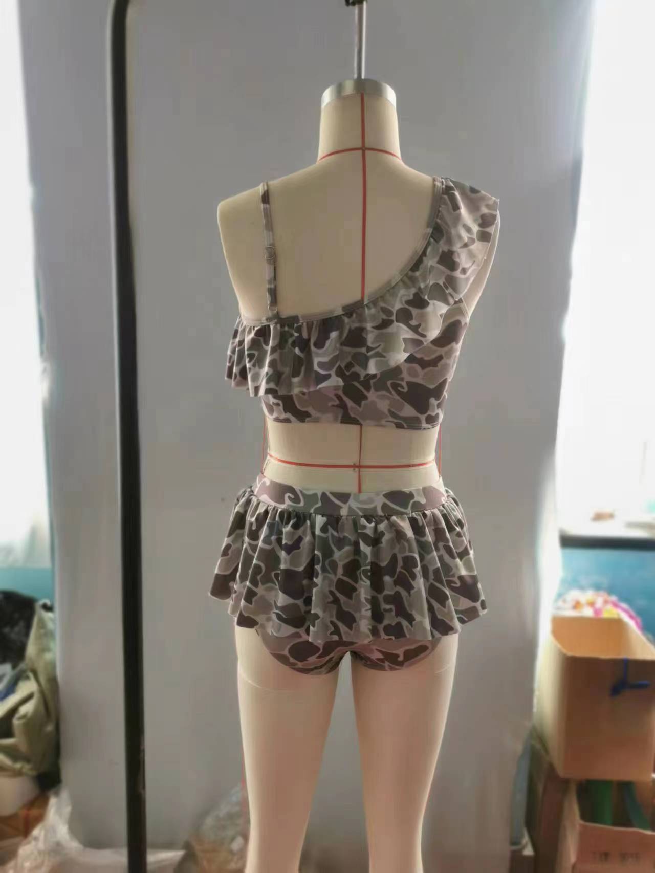 S0078 Camo Print Girls Summer 2 Pieces Swimsuits