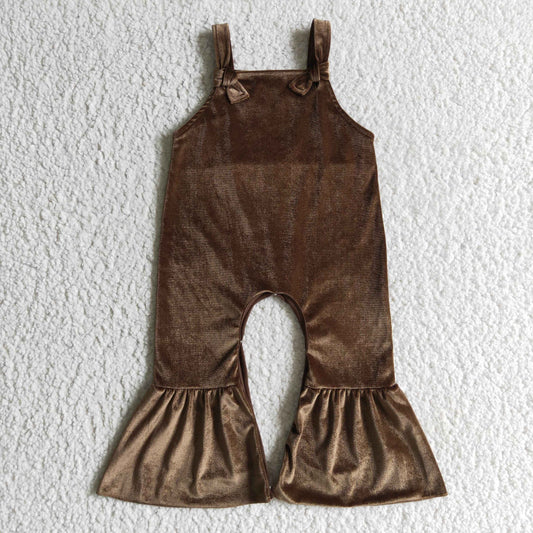 Baby Girls brown velvet romper      SR0090